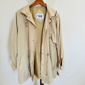Mulberry Street Women's Size L Tan Long-Sleeve Hooded Anorak Jacket
